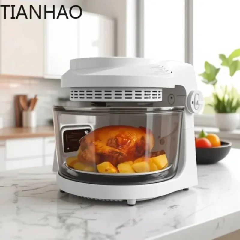 Delong visual air fryer household large capacity smoke-free electric fryer multi-functional light wave oven glass fries machine