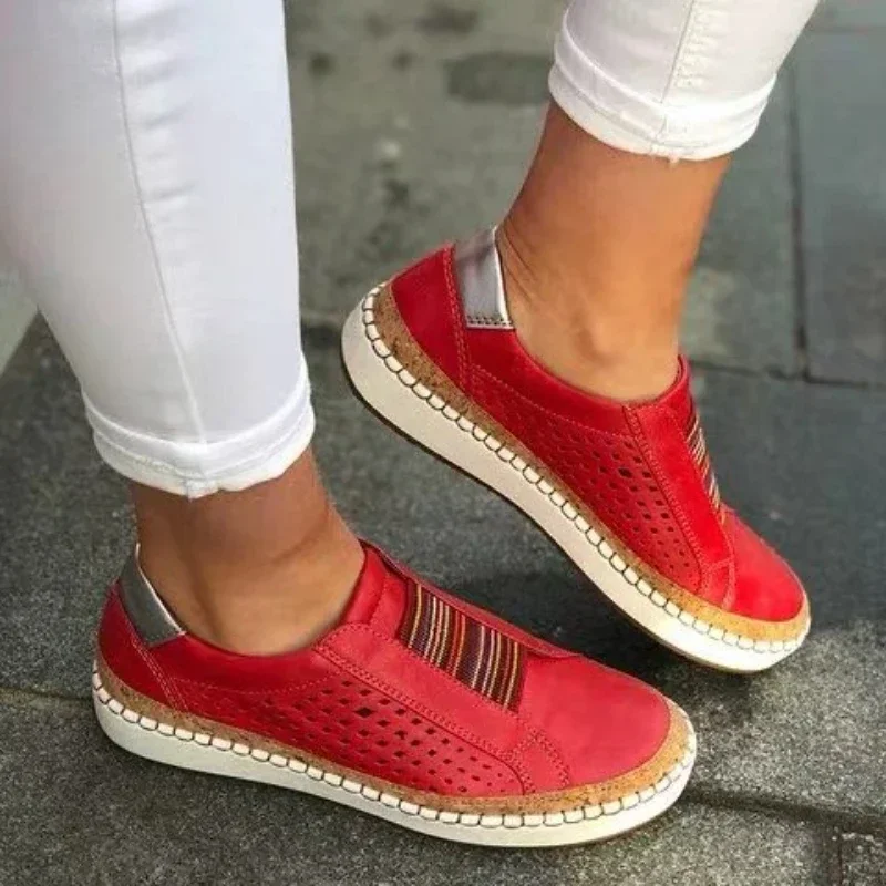 Blue Flats Classic Women Shoes 2024 Slip on Women Sneakers Breathable Hollow Out Casual Vulcanized Shoes Woman Summer Loafers