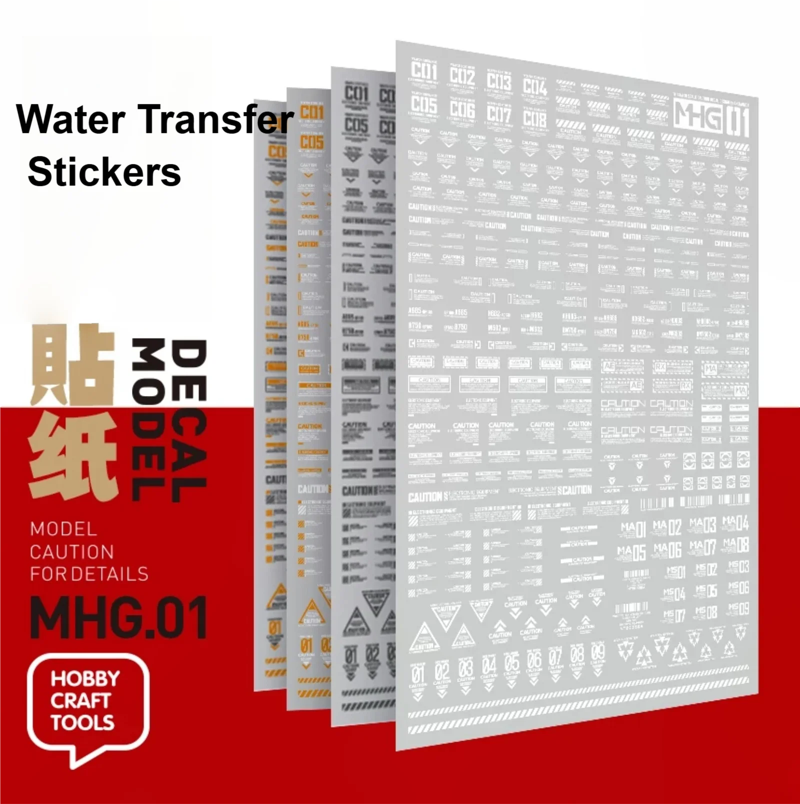 

HOBBY MIO MHG01 High-Precision Water Transfer Decals for 1/100 1/144 Model Kit Universal Warning Waterslide Decal Hobby DIY