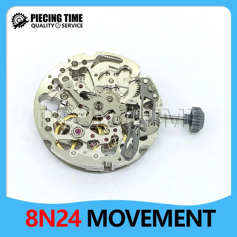 Modified 8N24 Mechanical Movement 21 Jewel Automatic Self-winding Mechanism Gold/Sliver 8N24 Skeleton Automatic Movement