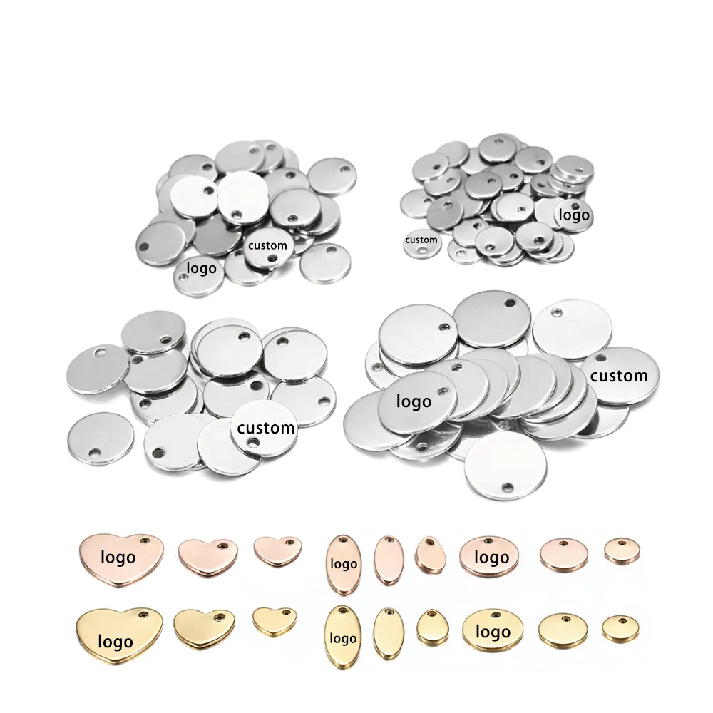 10-50pcs 6-30mm Stainless Steel Charms Round Dog Tag Pendant Stamping Blanks Pendants For Custom Necklaces DIY Jewelry Making