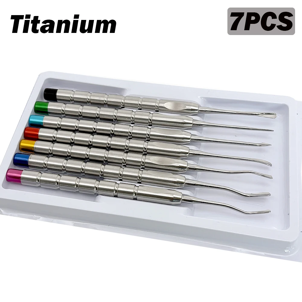 

7Pcs Dental Implant Luxating Root Tooth Elevator Knife Extraction Tooth Extracting Elevator Dentist Titanium Instruments