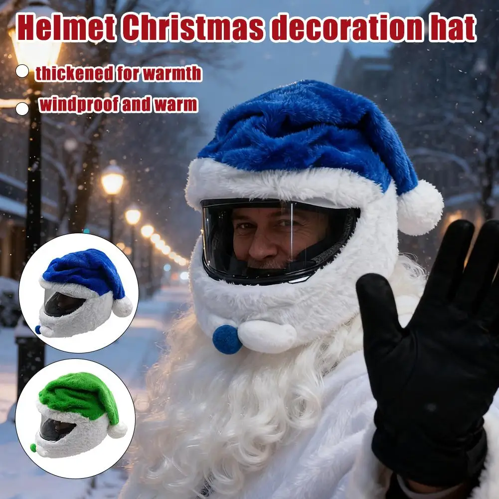 Santa Motorcycle Helmet Cover Decoration Christmas Safe Cover Decoration Christmas Gift Creative Full Hat Plush Helmet Cycl A1M4