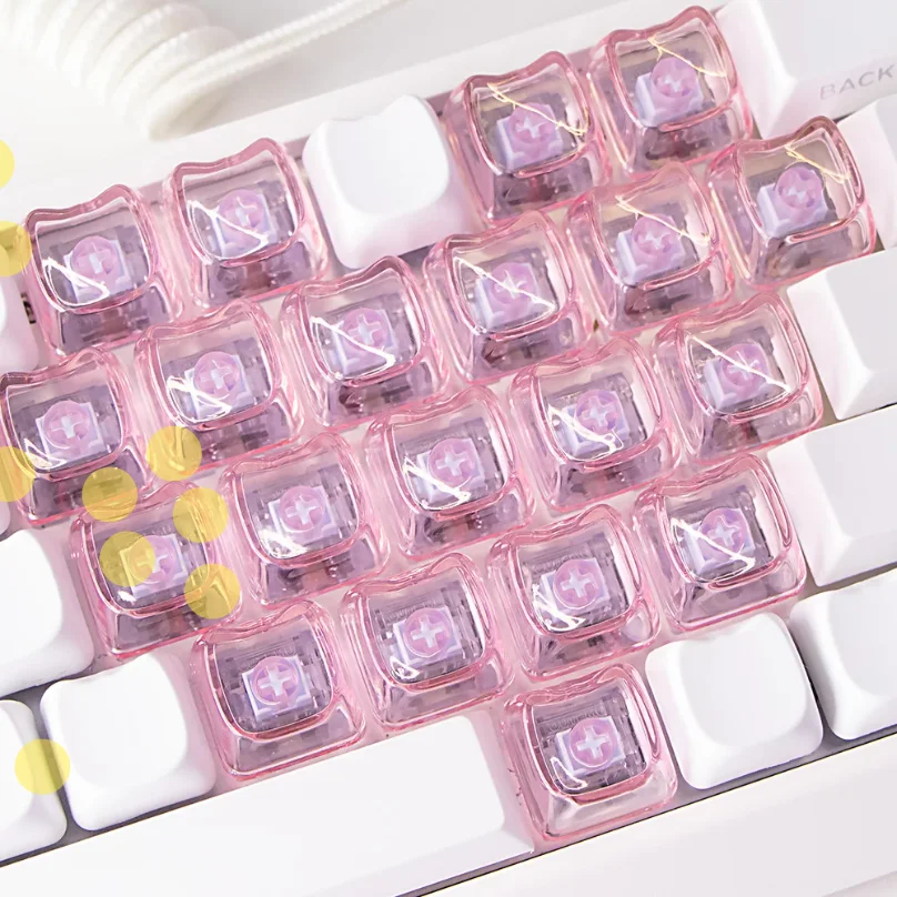 

ERIKOLE 20 шт. комфортные PBT-кейкапы 1U с уникальным дизайном кошек, прозрачные, без гравировки, для любителей клавиатур