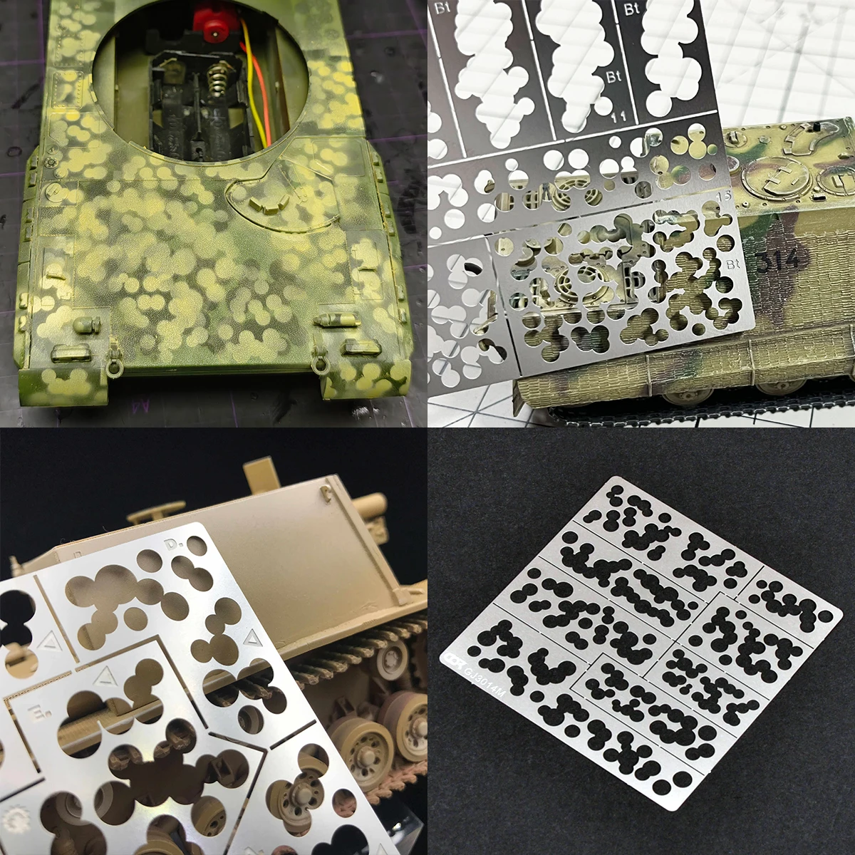 Scale Model Kit Painting Tools Reusable Metal Hollow Airbrush Stencil Spray Mask German Ambush Dot Hinterhalt Camouflage 1/35