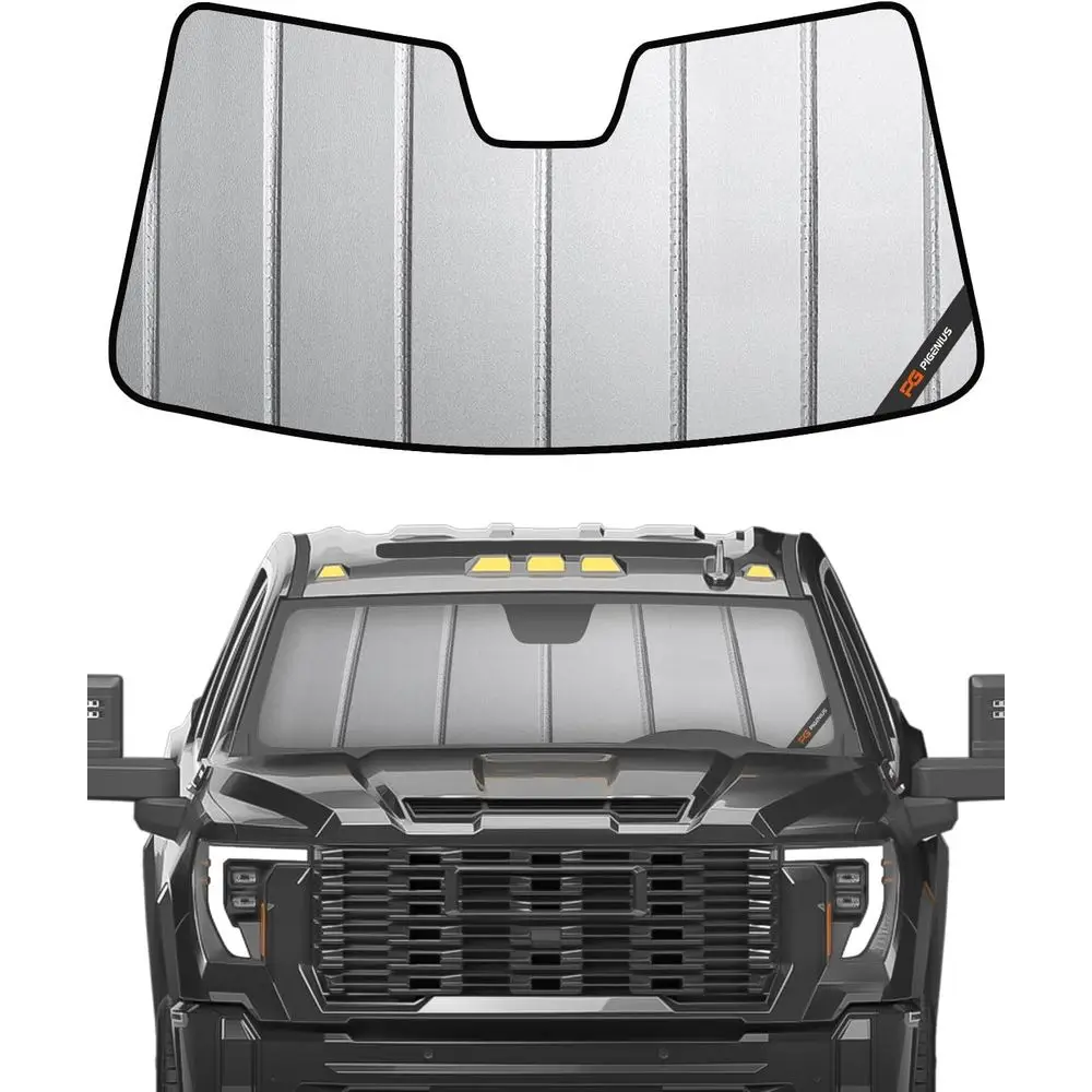 

Sun Shade Custom fits Chevy Silverado/GMC Sierra 1500 2019-2025 & 2500/3500 HD 2020-2025 New Body Style Only - Not for 2019 LD/L