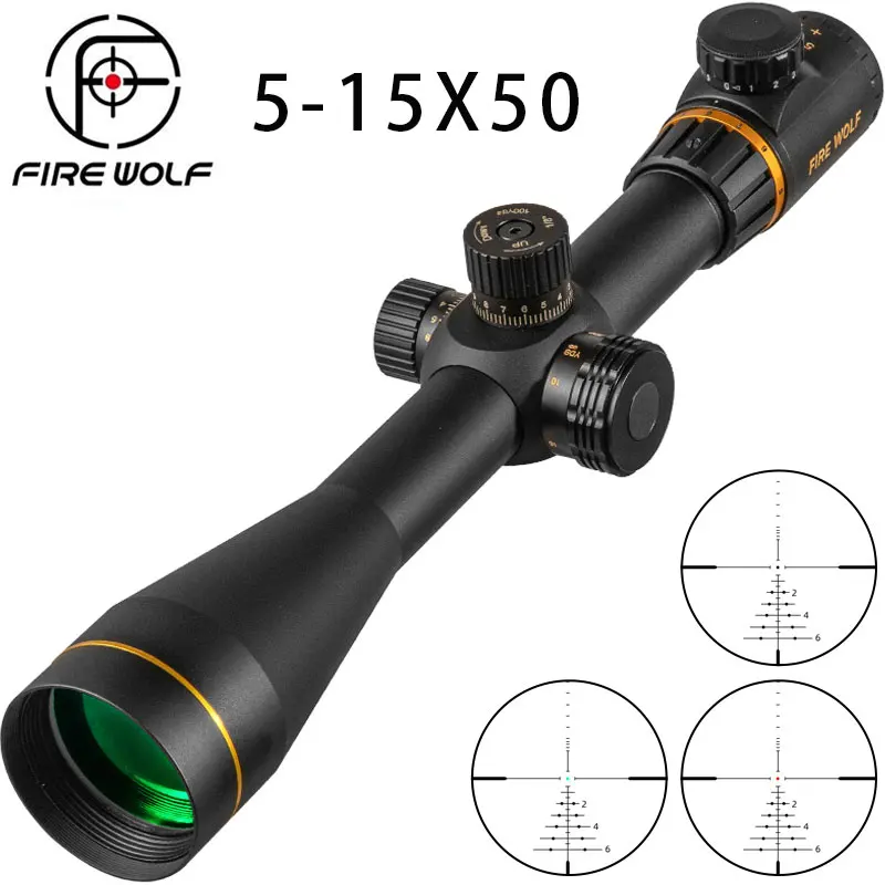 FIRE WOLF 5-15X50 SF Golden Optics Hunting Riflescope Zoom Cross Side Parallax Tactical Scopes Rifle Scope Mounts For Airsoft