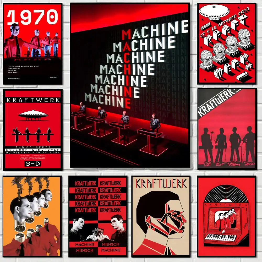 Kraftwerk Band Poster Self-adhesive Decal Living Room Bedroom Party Bar Decor Moisture-proof Fade-resistant