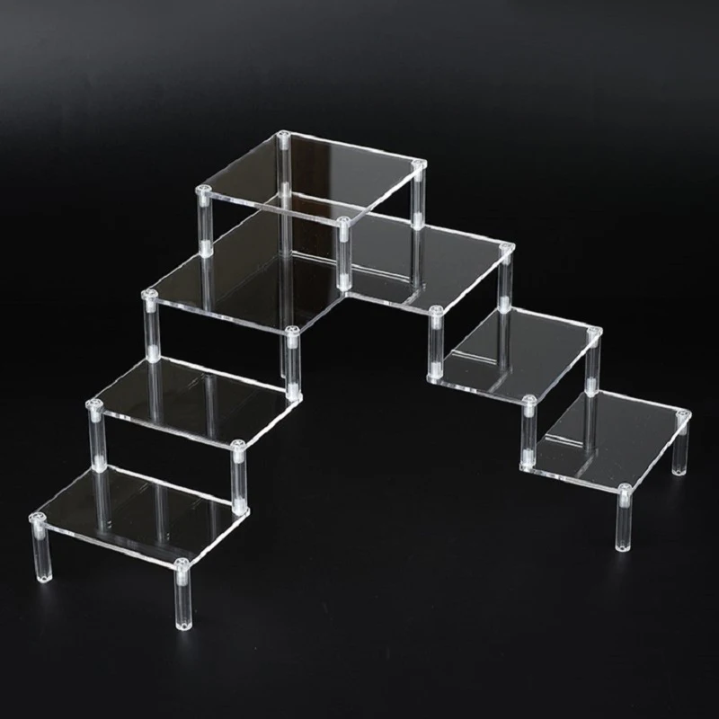 Transparent Acrylic Right-Angle Step Shelf For Corners, Cabinets Acrylic Display Shelf For Blind Box Toys, Car Models