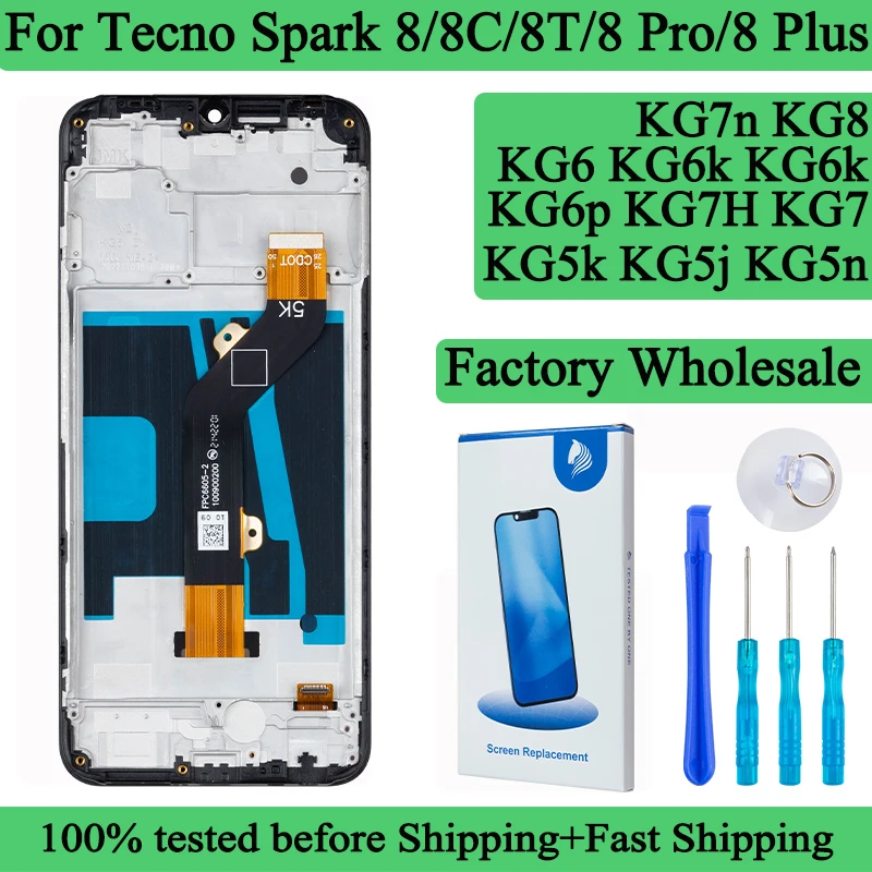 Kg6 kg5k kg6p kg7h kg8 lcd premium para tecno faísca 8c 8 display