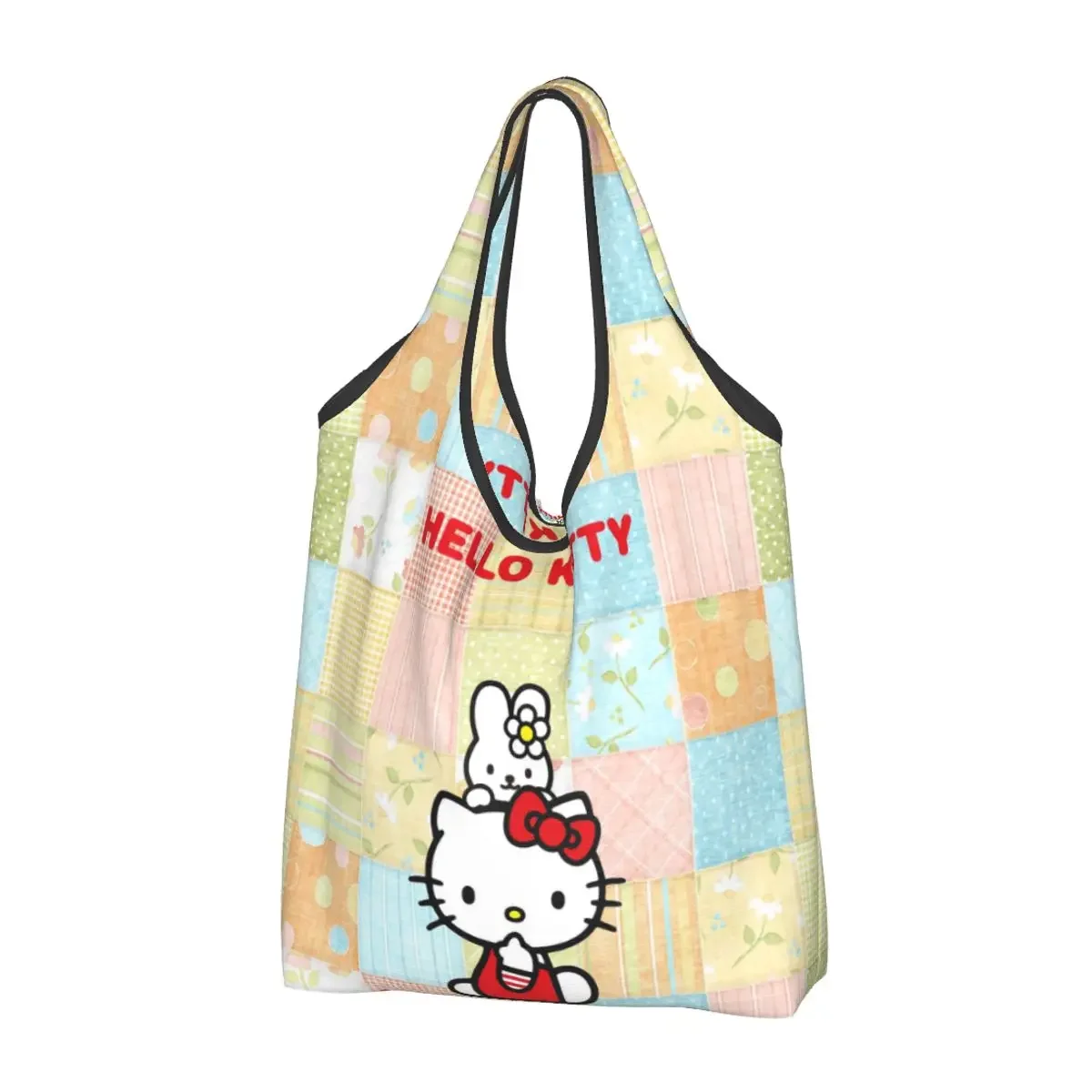 

Kawaii Sanrio HelloKitty Cartoon Reusable Shopping Grocery Bags Foldable 50LB Weight Capacity Eco Bag Eco-Friendly Ripstop