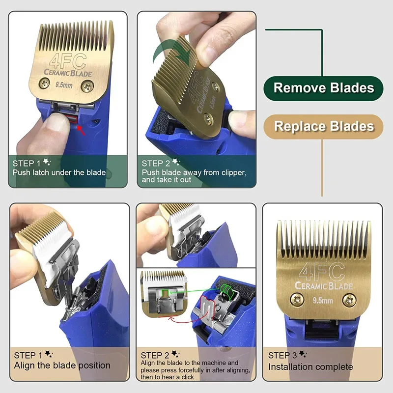 Detachable Pet Dog Clipper Ceramic Blades Compatible with Andis,Oster A5,Wahl KM10 Series Animals Clippers