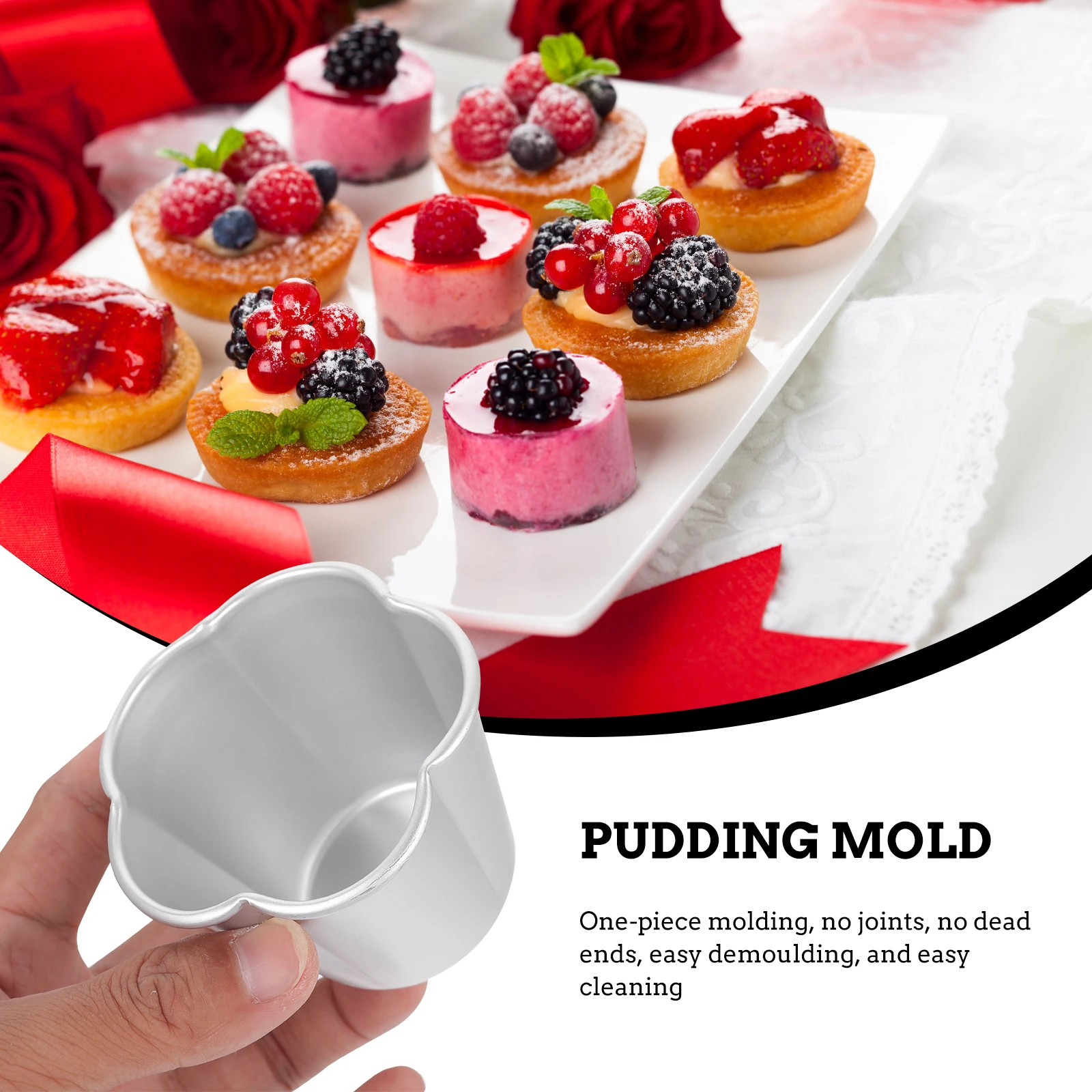

4pcs Baking Mold Non stick Cake Mould Kitchen Supply Aluminum Alloy Pudding Jelly Tart Tools Easy Clean Durability