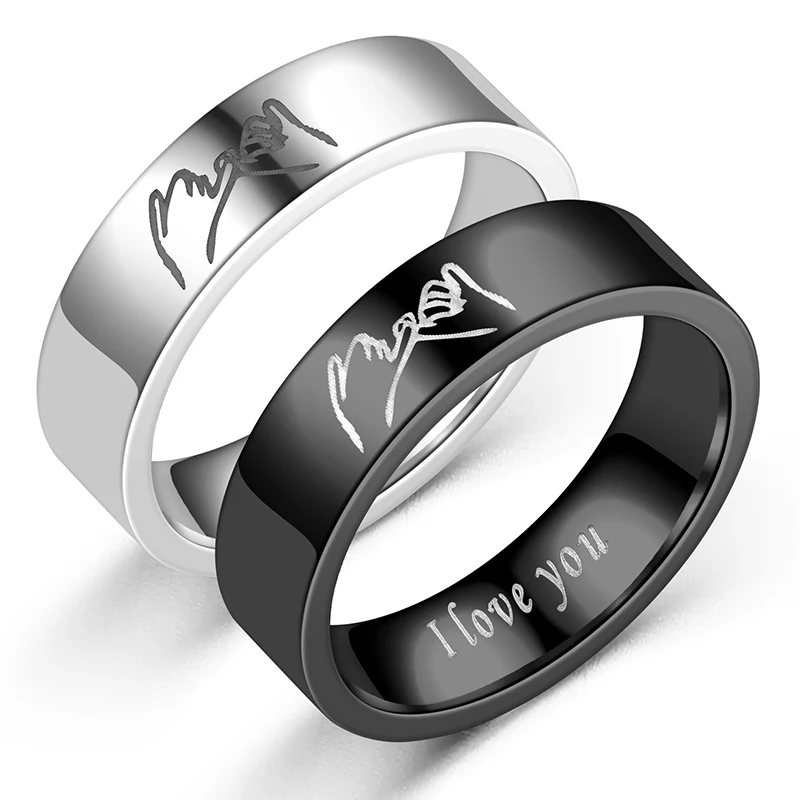 Couple Stainless Steel Rings - Men Women Lovers Promise Ring - Wedding Engagement Fashion Jewelry Birthday Gift