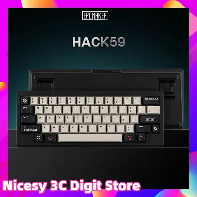 

EPOMAKER HACK59 Механическая клавиатура серии HHKB Трехрежимное соединение RGB Подсветка PBT Прокладка колпачка для клавиш Горячая замена Bluetooth QMK/VIA