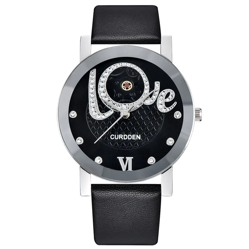 CURDDEN-relojes de marca para amantes, pulsera de cuero a la moda, reloj de cuarzo Simple, regalo barato, reloj negro, 2024