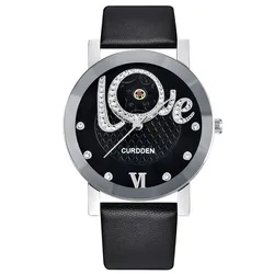 Curdden Merk Horloges Voor Geliefden Vrouwen Mode Lederen Band Eenvoudige Quartz Klok Montre Mannen Goedkope Geschenken Horloge Black Relogio 2024