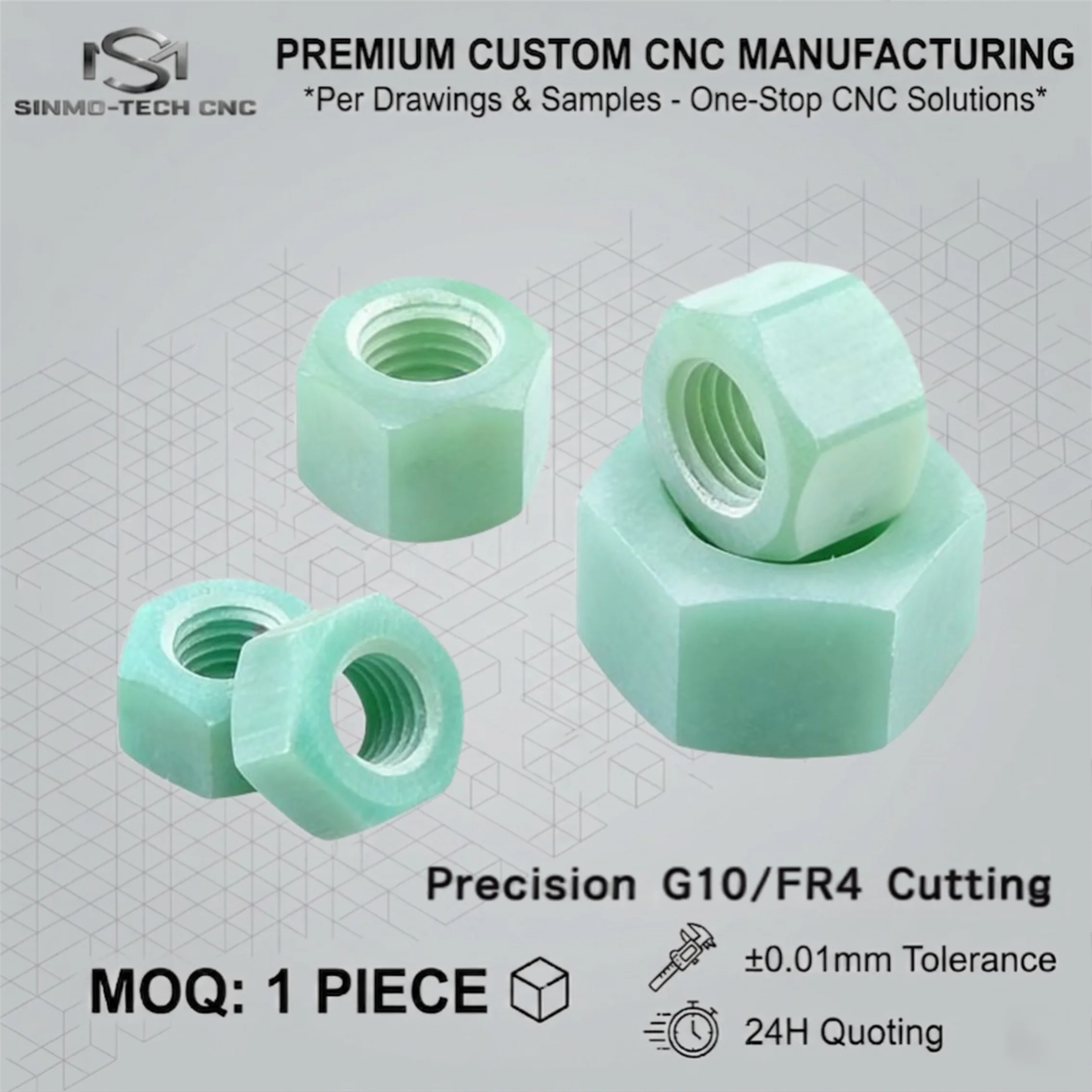 Custom G10 FR4 Insulation Bolt Screw Washer Nut Flame Retardant Epoxy Glass Fiber Fastener EV Battery CNC Machining 1pc