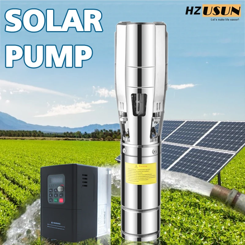 5.5HP Solar Motor High Flow Shallow Well Submersible Irrigation Pump 3'' Pipe 80M3/H Solar Panel Powered Water Transfer Pump Set