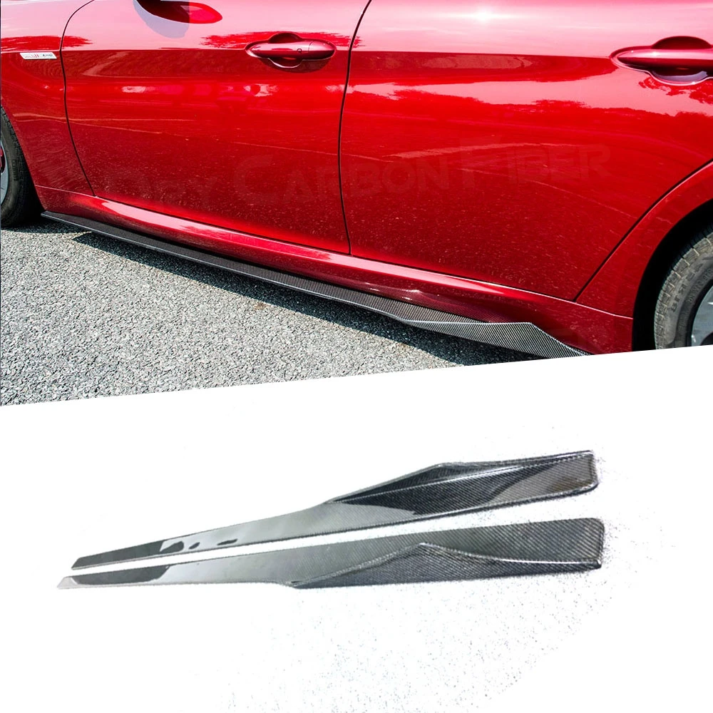 

2Pcs Car Side Skirts Apron For Alfa Romeo Giulia Sedan 4 Door Bumper Side Skirts Apron Spoiler Body Kits MTC Style Carbon Fiber