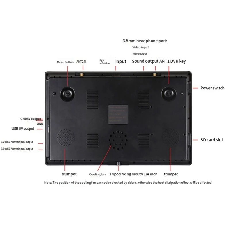 Little Pilot Captain 10.2Inch Large Screen HD-MI DVR 1280X720 1000Lux 5.8Ghz Display 3S-6S For FPV RC Racing Drone