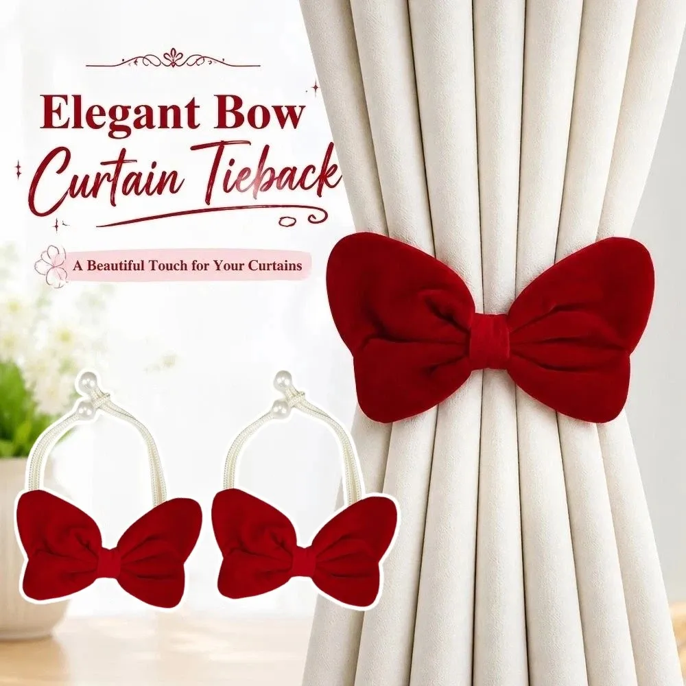 2Pcs INS Bowknot Curtain Tiebacks Velvet Creative Curtain Strap Decorative Adjustable Curtain Holders Curtain Decor