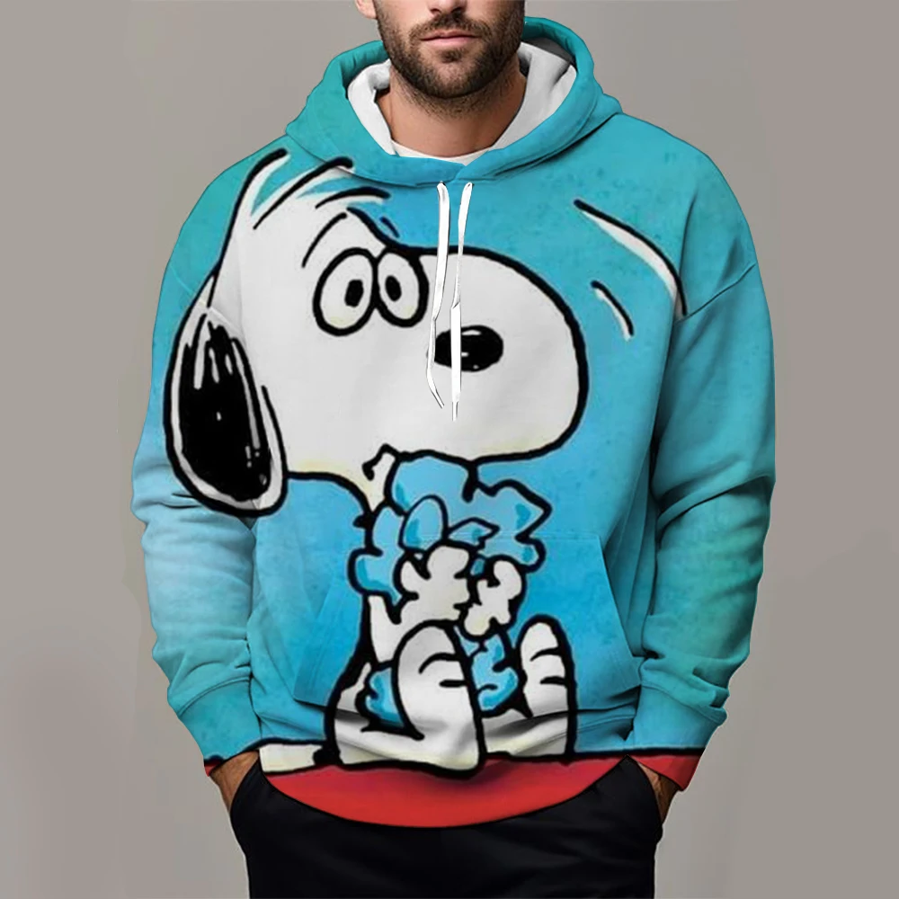 Snoopy Fun Printed Men\'s Hoodie Cartoon Women Oversized Sweatshirt Tops Autumn Winter Couple Pullover Kid Girl Boy Hoodie