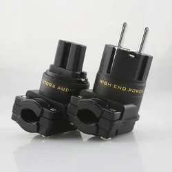 Audiocrast Rhodium Plated Hifi SCHUKO Power Connector EU Mains Right Angle Male Plug to IEC C13 Female Socket Power Adapter