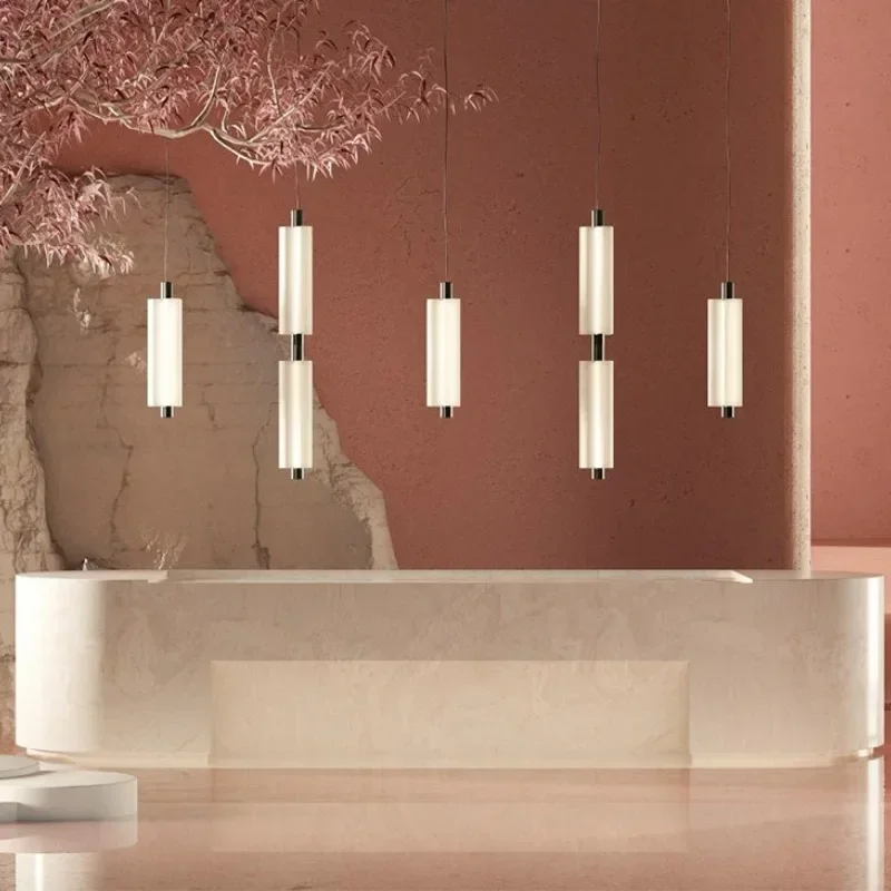 

SANDYHA Modern LED Pendant Light Fixture Sleek Acrylic Chandelier Loft Duplex Bedroom Living Room Study Ideal Home Decor