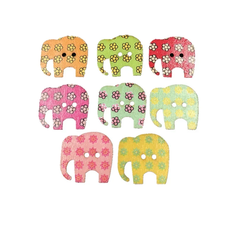 Lèvent en bois en forme d'éléphant pour enfants, accessoires de bricolage faits à la main, comparateur de couleur mignon, sac de gril de t-shirt, chapeau, décoration, lot de 30 pièces