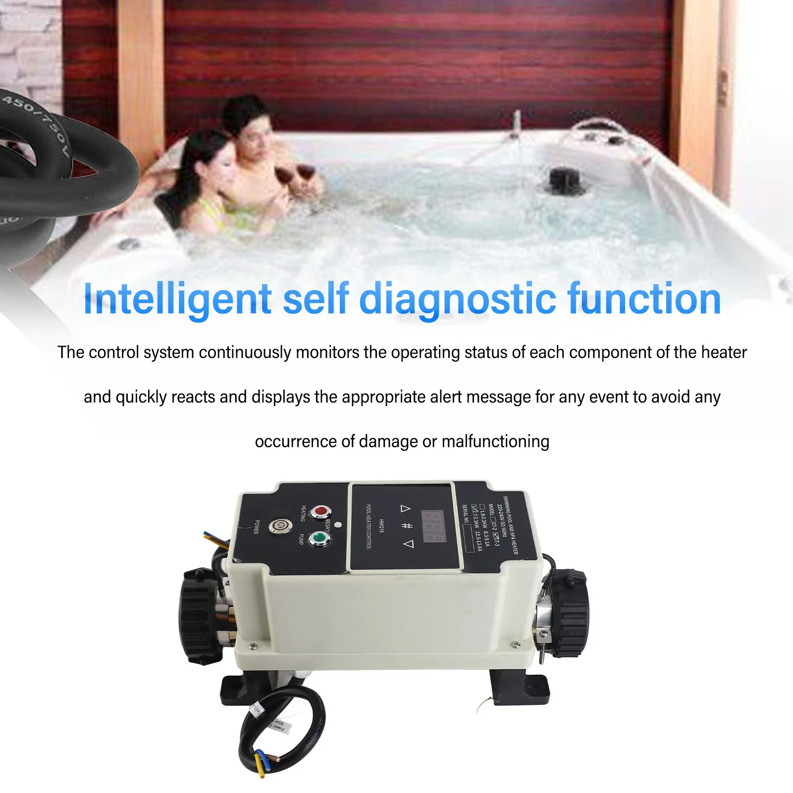 Calentador de piscina de 2,7 a 3,3 kW, calentador de agua eléctrico para piscina, termostato para bañera de hidromasaje con pantalla Digital para bañera de hidromasaje, Spa