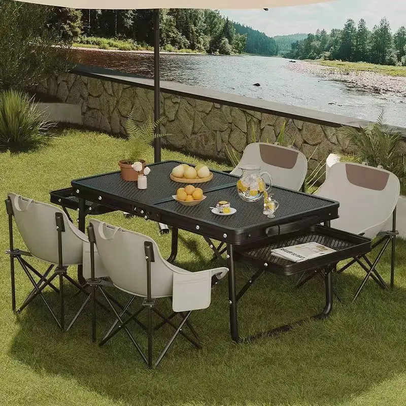 

Уличный складной железный сетчатый стол, подъемный стол для кемпинга, удлиненный легкий стол из алюминиевого сплава для пикника, многофункциональный стол для барбекю