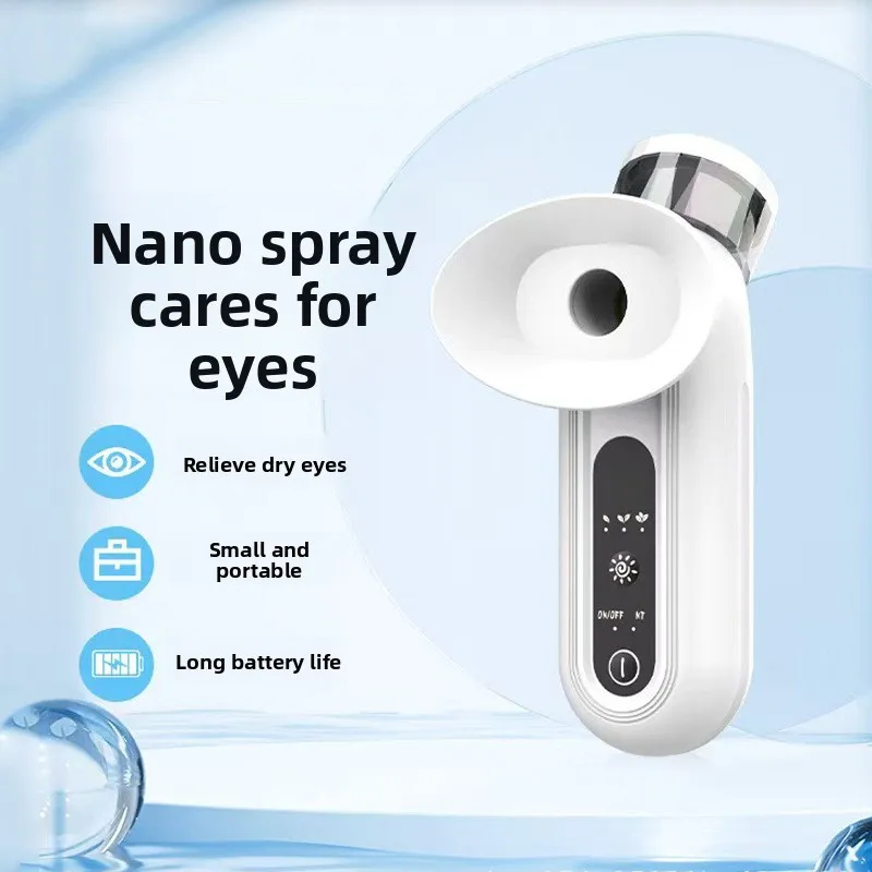 

Массажер для глаз 2-в-1 горячий и холодный с нано-туманом, портативное устройство для ухода за глазами для снятия сухости, перезаряжаемый