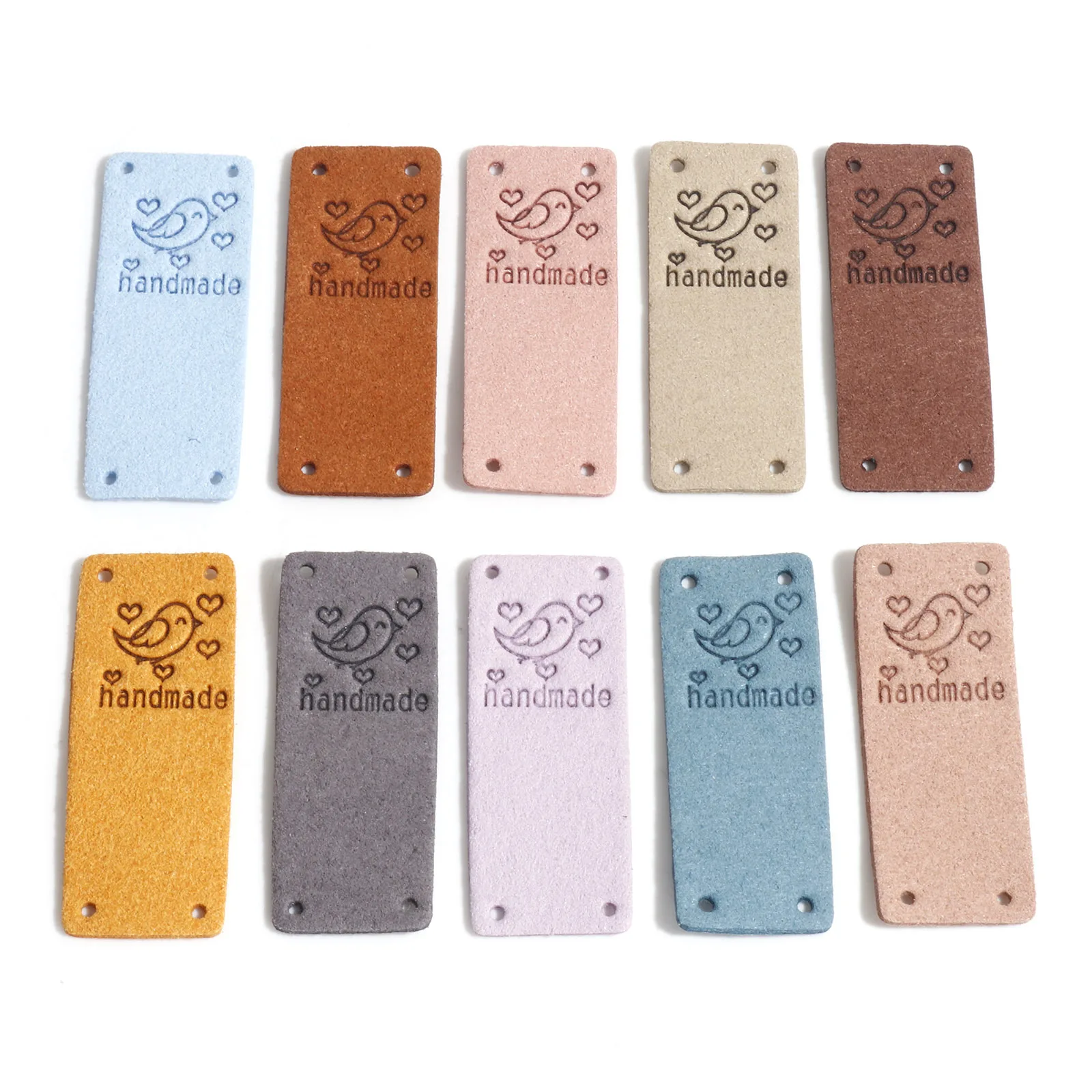 10 PCs PU Label Tags Rectangle Bird Pattern 