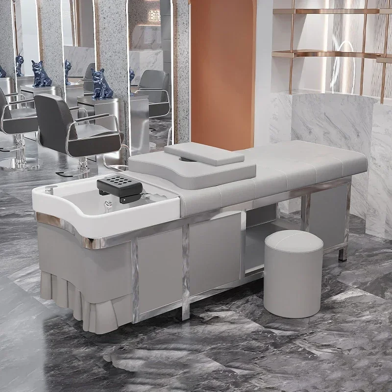 

Chairs Beauty Salon Hydraulic Leather Thai Shampoo Bed Reclining Cosmetologist Hair Massage Shower Cama Abatible Treatment Spa