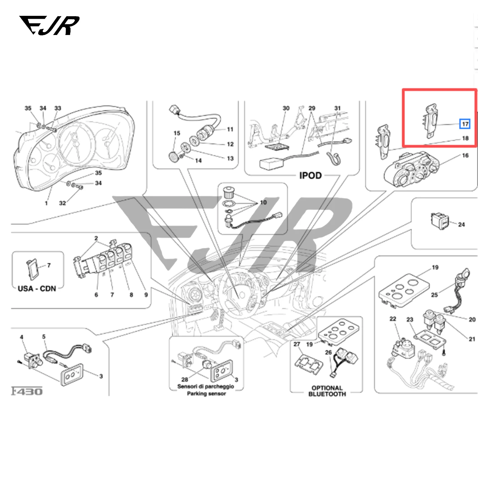 Car Accessories Suitable for Ferrari 430 Car Door Window Lifter Power Switch Button OEM 67970400 67970500