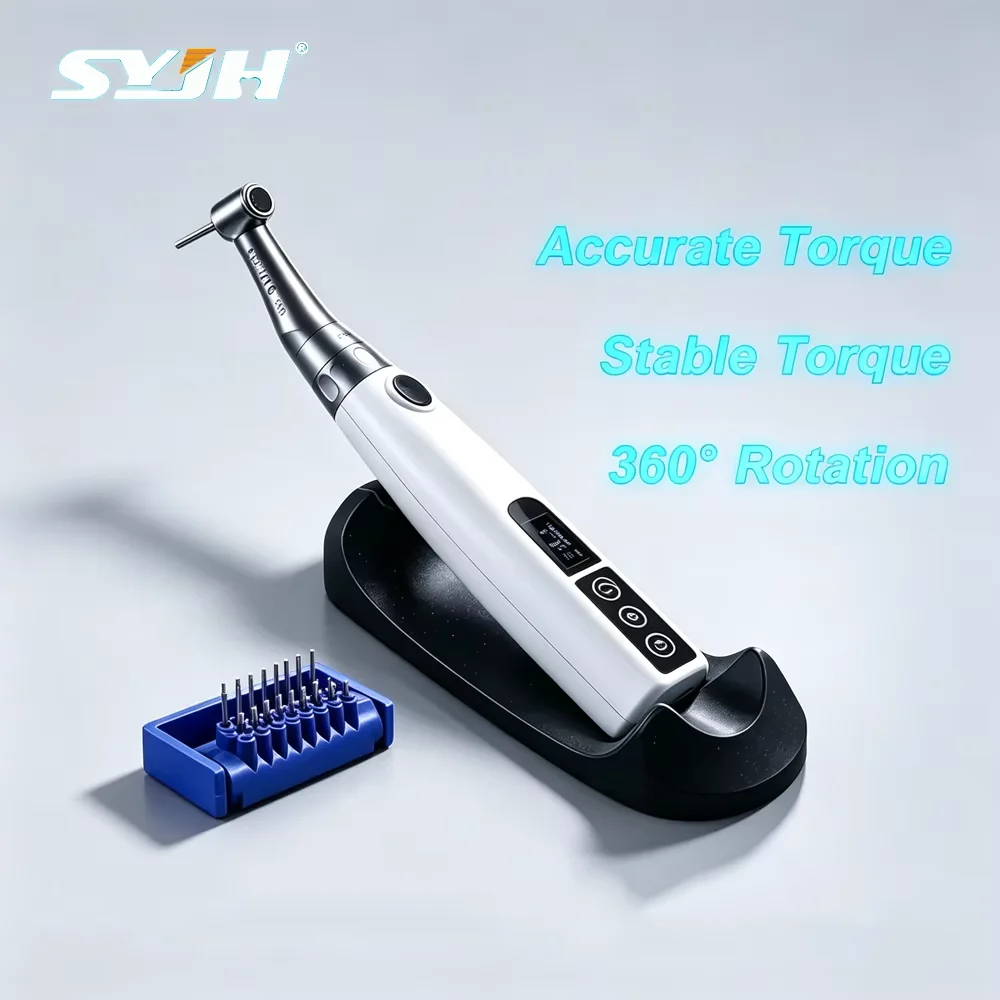 Wireless Dental Implant Motor 20:1 Electric Torque Driver Adjustable Torque Wrench with 16pcs Screwdrivers Contra Angle Motor