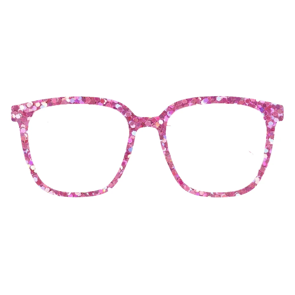Glitter Sequin Square Eyeglass Frames Women Sparkle Confetti Pattern Prescription Optical Glasses Fashion Party Eyewear Party