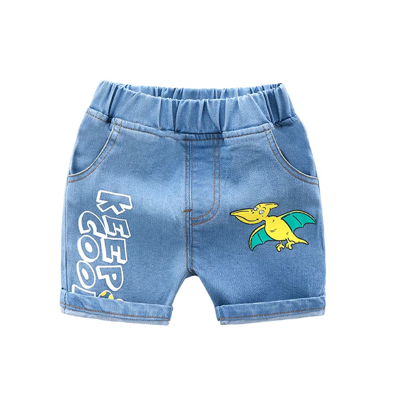 

New 2026 Boys Summer Denim Shorts Kids Fashion Cartoon Print Knee Length Denim Pants Children's Casual Jeans Streetwear
