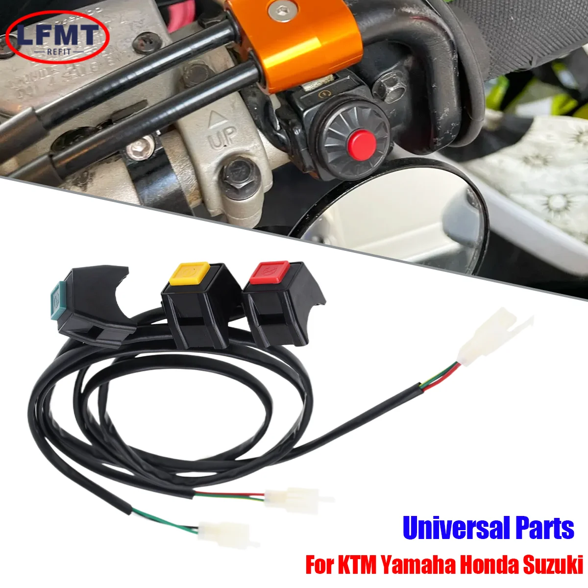 Effizienter quadratischer Motorrad-Knopfschalter – EIN/AUS 22 mm Lenkerzündung mit SXF XCF EXC-Modellen für KTM Yamaha Honda Kawasaki