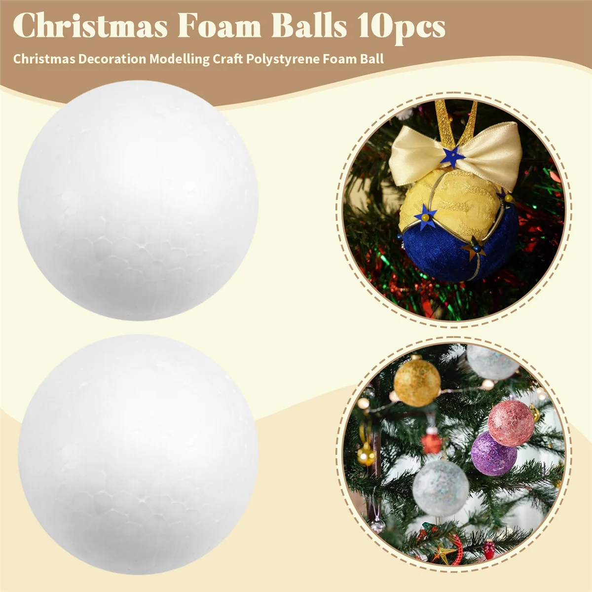 A39M 10 x рождественские украшения, моделирование, ремесло, шарик из пенополистирола, 6 см --- белый