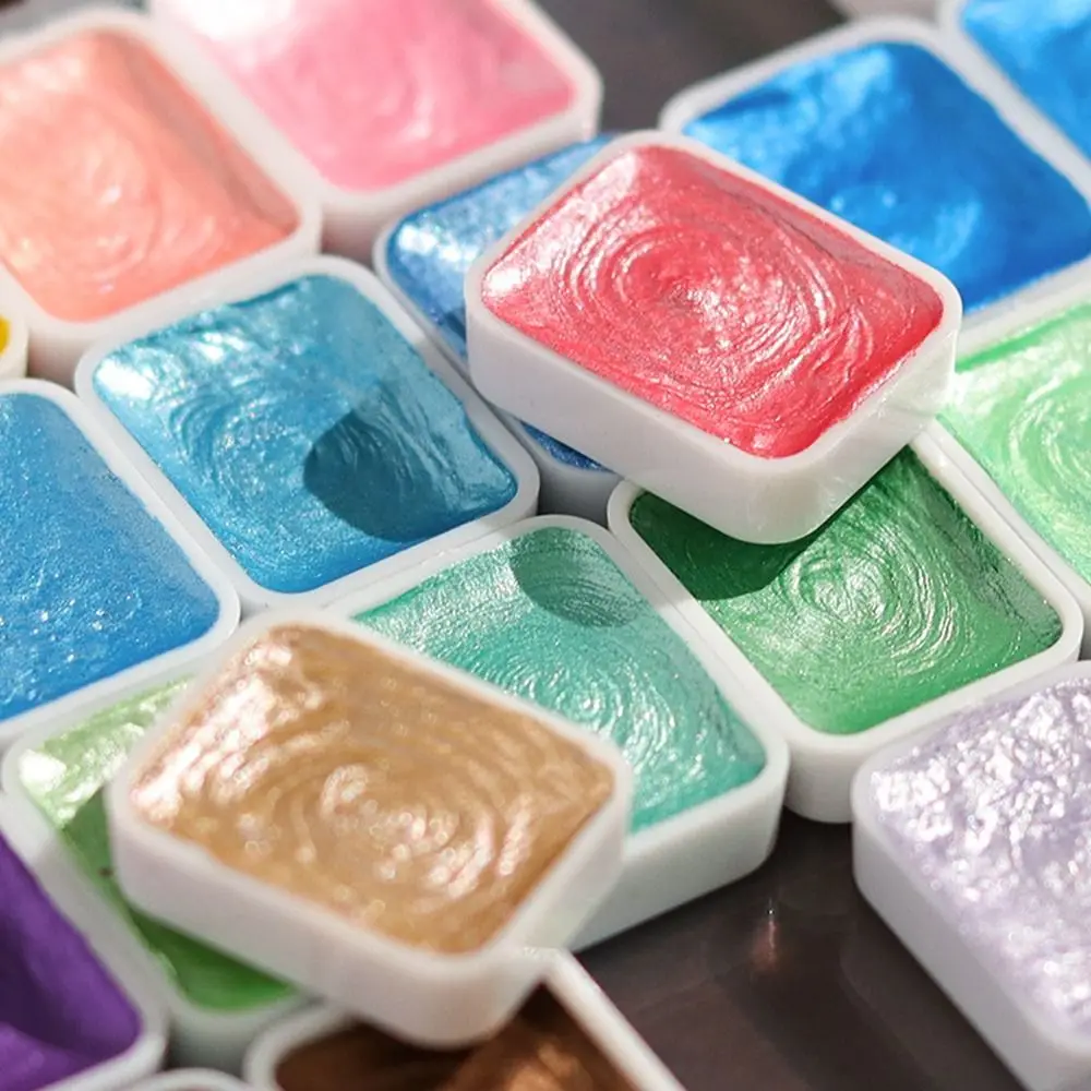 12/24/35/48Color Pearlescent Solid Watercolor Paint Multifunctional Painting Tool Set Painting Paint DIY