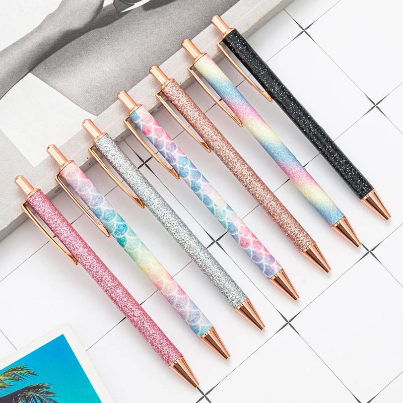 

24PCS Press pen Multi-color metal ballpoint pen Press type lovely color press pen Press metal pen