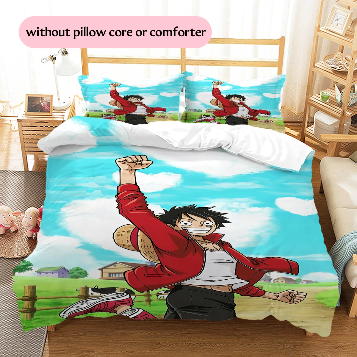 Juego de cama One Piece All Straw Hats, funda de edredón, funda de almohada sin relleno, decoración suave para el hogar y el dormitorio, regalo perfecto para los fanáticos.chl