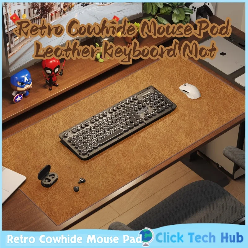 Leather Keyboard Mat Retro Cowhide Mouse Pad Oversized Notebook Laptop Desk Pad Free Waterproof Felt Tablecloth Wear Resistant