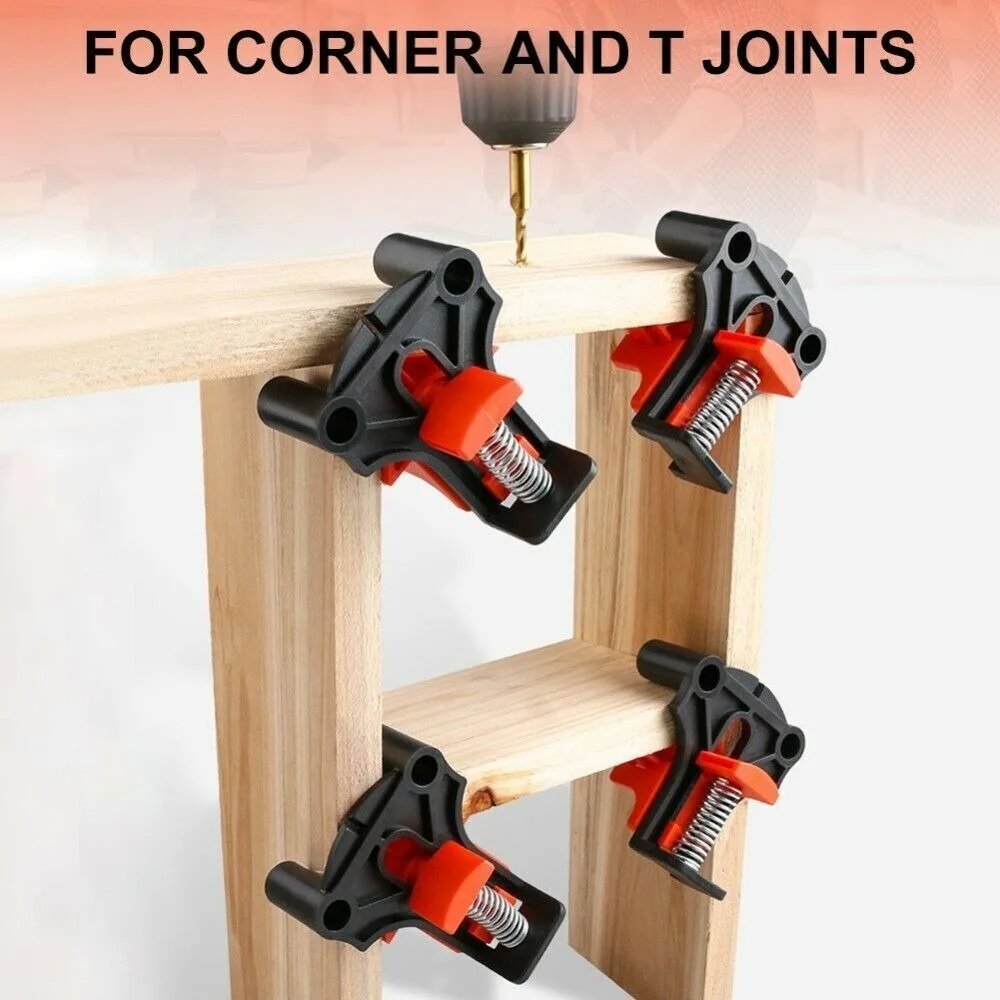 4pcs/set 90° Right Angle Clamp Pipe Clamp Positioning Fixture Corner Clamp Tools Spring Clip Picture Frame Clamp