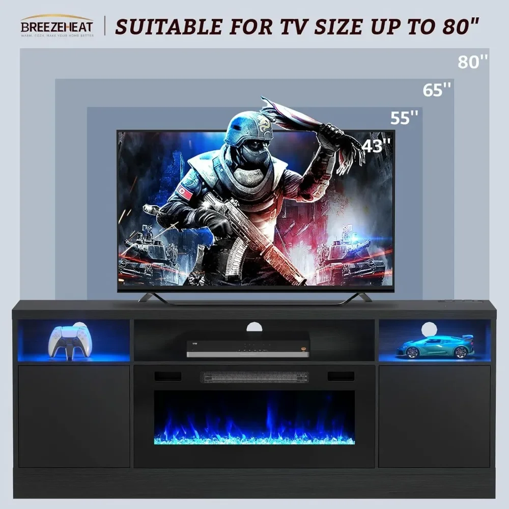 Electric Fireplace TV Stand, Led Entertainment Center-70 inch TV Stand with 36