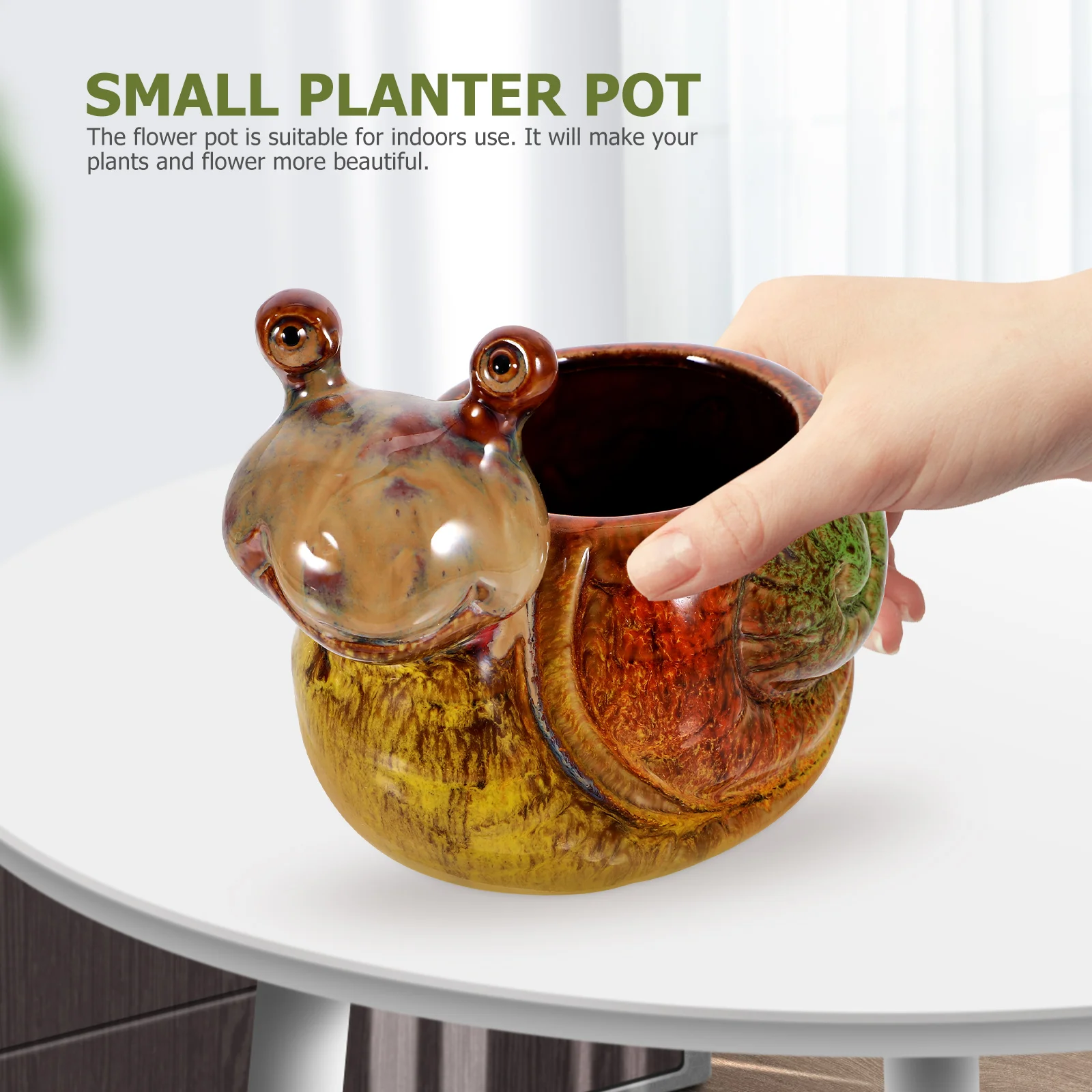 

Snail Flower Pot Decoration Plant Ornament Garden Succulent Bowl Desk Planter Resin Yard