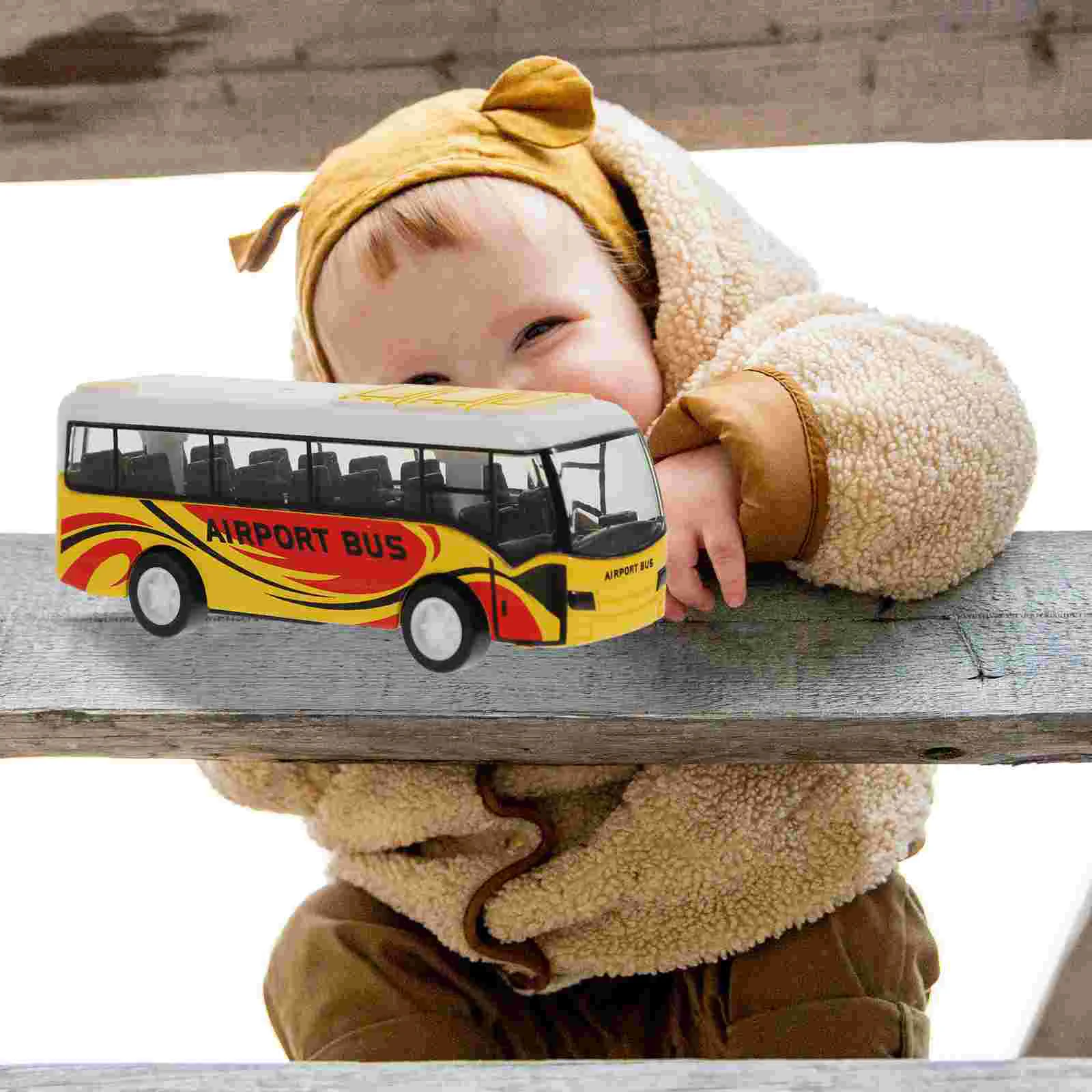 Educational Simulated Bus Pull Back Model Toys Car Movable Child Airport Children’s