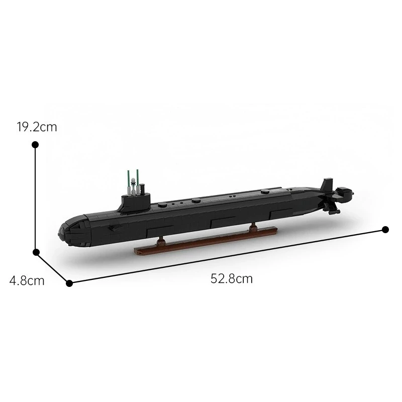 MOC Virginia-class Submarine Building Blocks Nuclear-Powered Model Kit Navy Ship DIY Bricks with Rotating Propellers Adults Gift